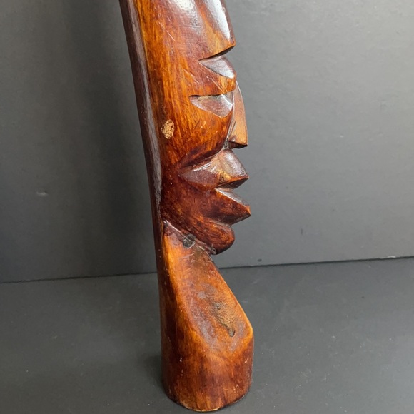 Tall Hand Carved Wooden Head Hand Made Statue Decorative Collectible - Picture 6 of 10